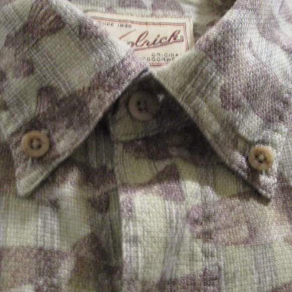 Woolrich Short Sleeve Fish Print Shirt sz XL 100% Cotton Short Sleeve Casual - Picture 6 of 9